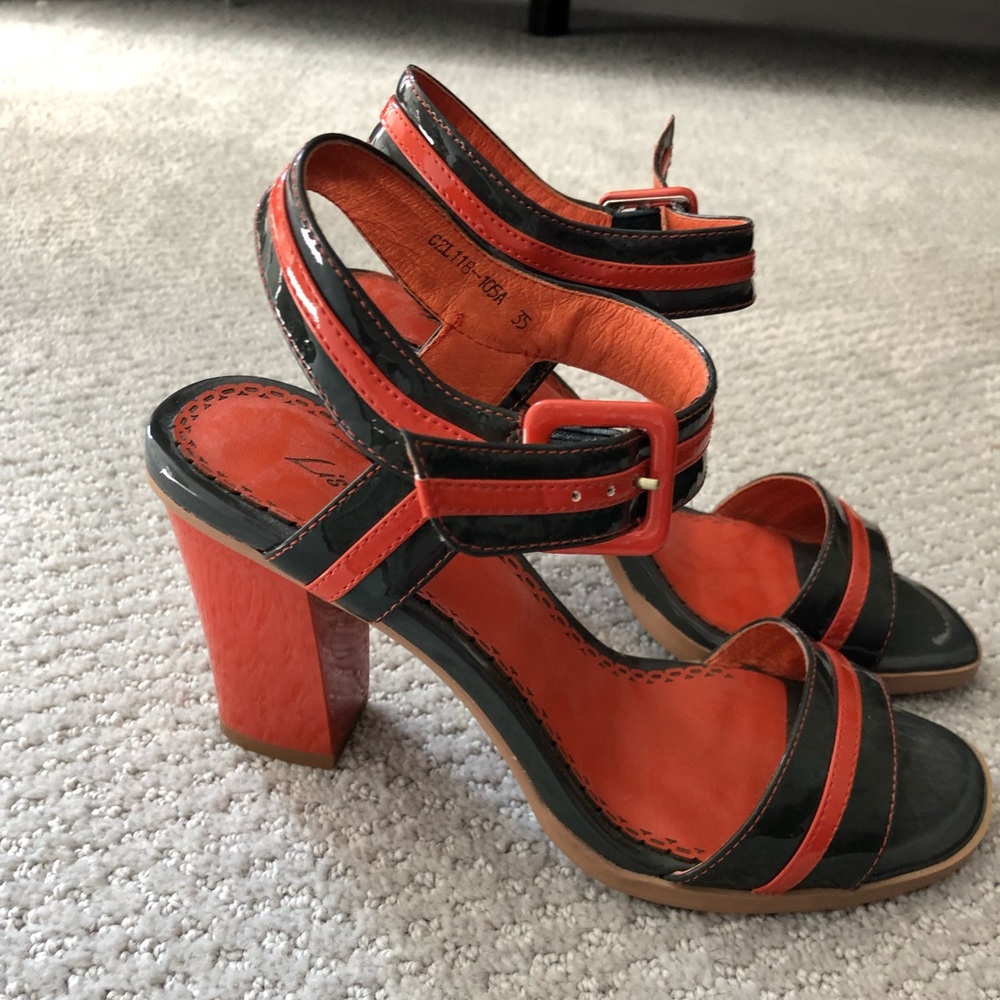 Red and black retro shoes, never worn.
